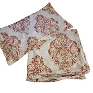 Pottery Barn King Duvet Cover 1 Sham Set Terracotta Red Damask Medallion Cotton